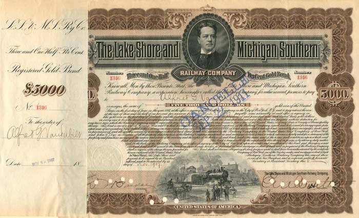 Lake Shore and Michigan Southern Railway Co. issued to Alfred G. Vanderbilt
